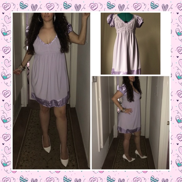 J.F.W Dresses & Skirts - Lavender stretchy flowey satin minidress sz L